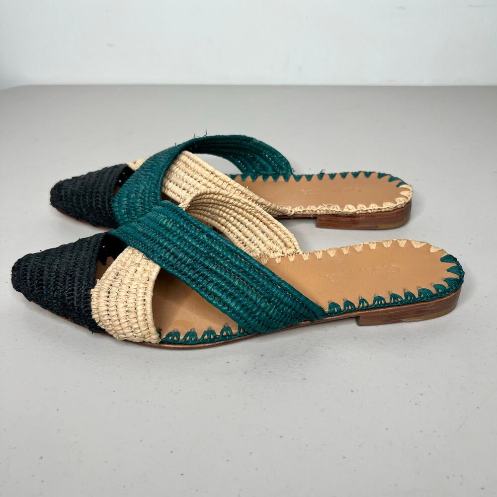 Giovanna Venus Woven Raffia Pointed Mules Size 39 - Picture 4 of 8